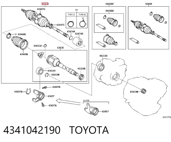 Піввісь права 4341042190 Toyota