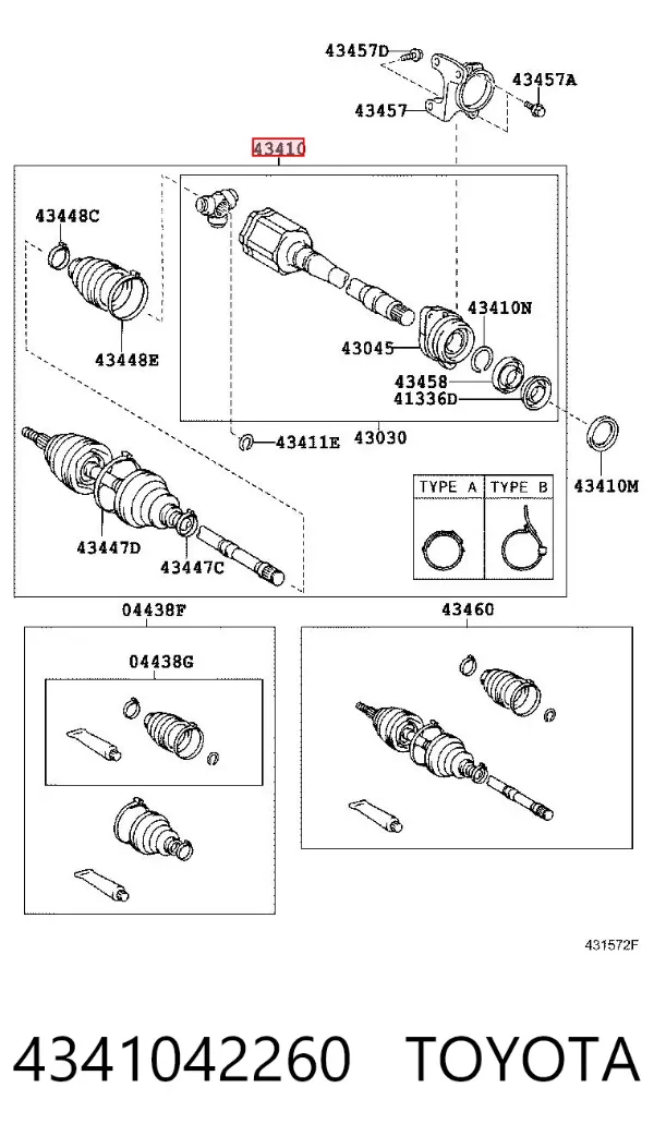 Піввісь права 4341042260 Toyota
