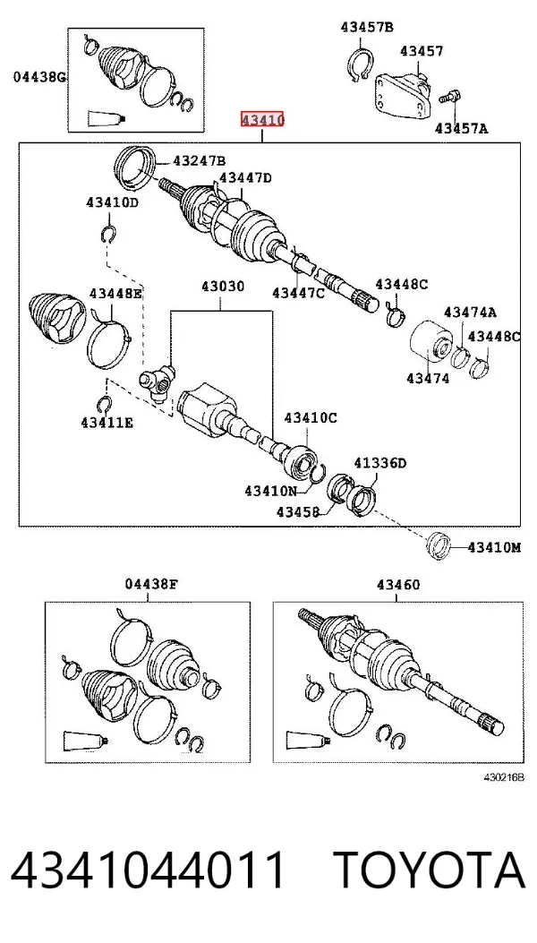Піввісь права 4341044011 Toyota