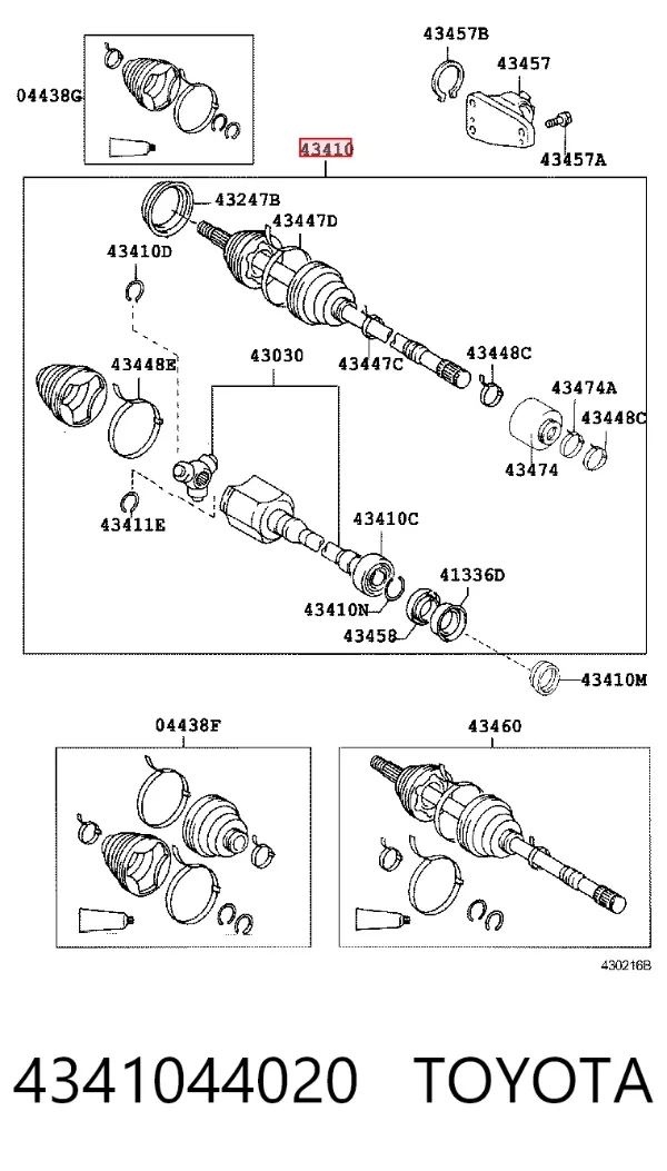 Піввісь права 4341044020 Toyota
