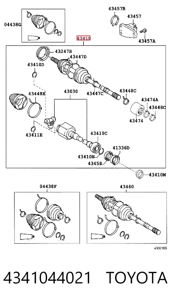 Піввісь права 4341044021 Toyota