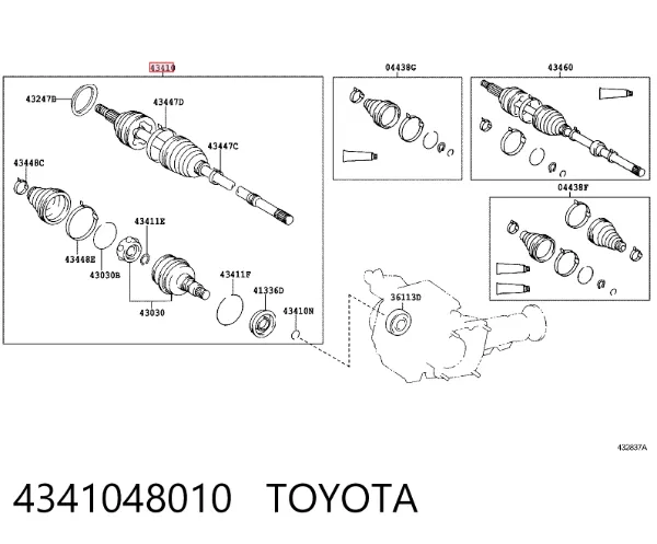Піввісь права 4341048010 Toyota