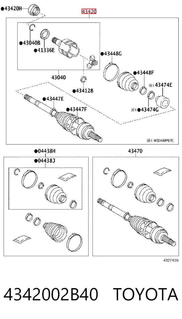 Ліва піввісь 4342002B40 Toyota