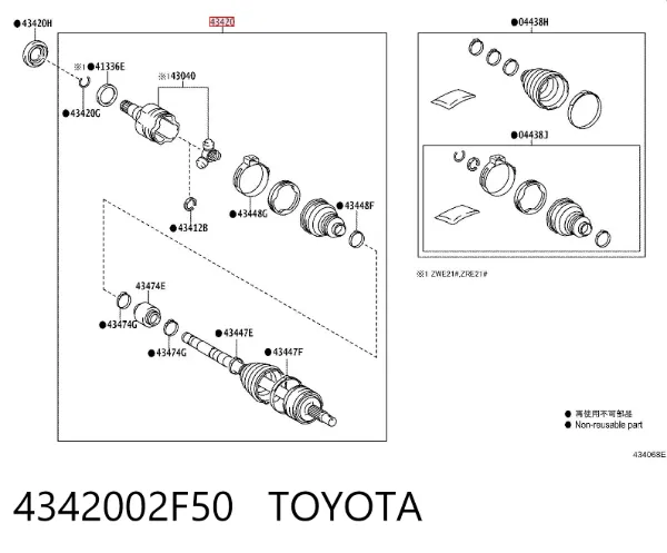 Ліва піввісь 4342002F50 Toyota