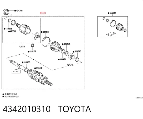 Ліва піввісь 4342010310 Toyota