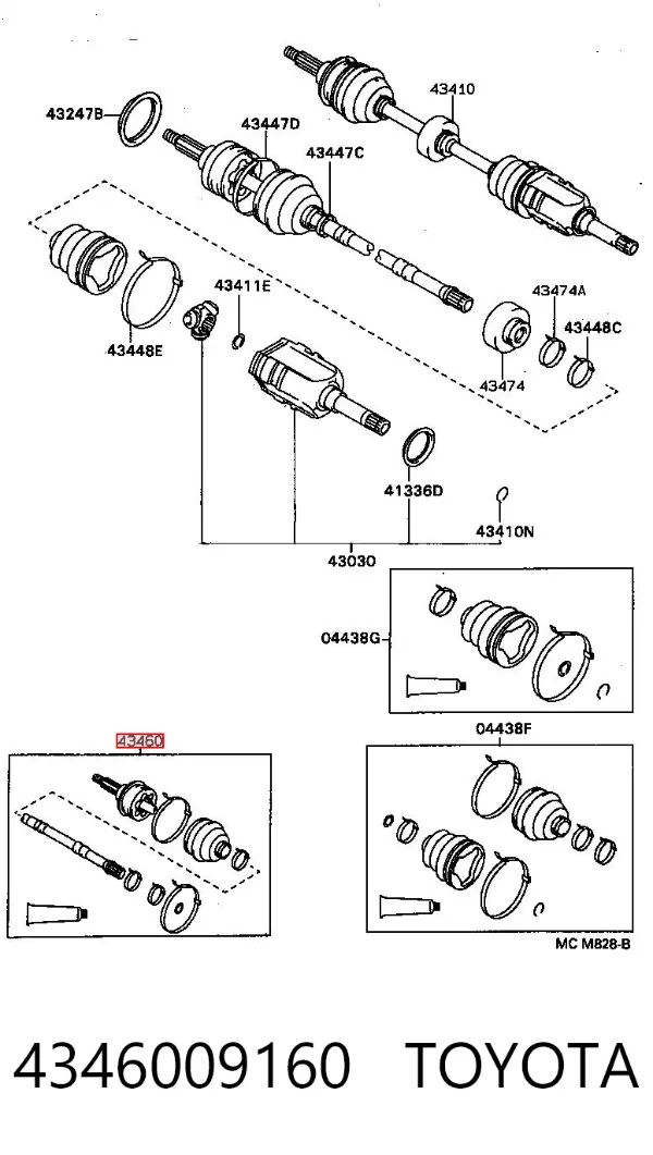 Піввісь права 4346009160 Toyota