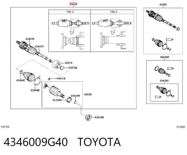 Піввісь права 4346009G40 Toyota