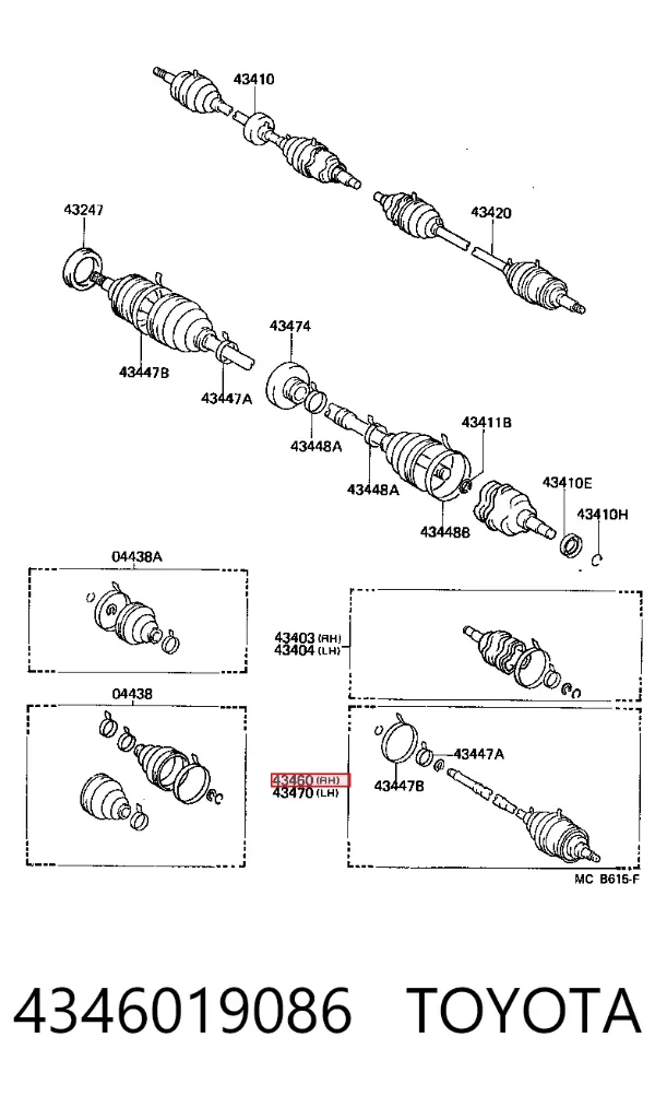 ШРУС зовнішній передній 4346019086 Toyota