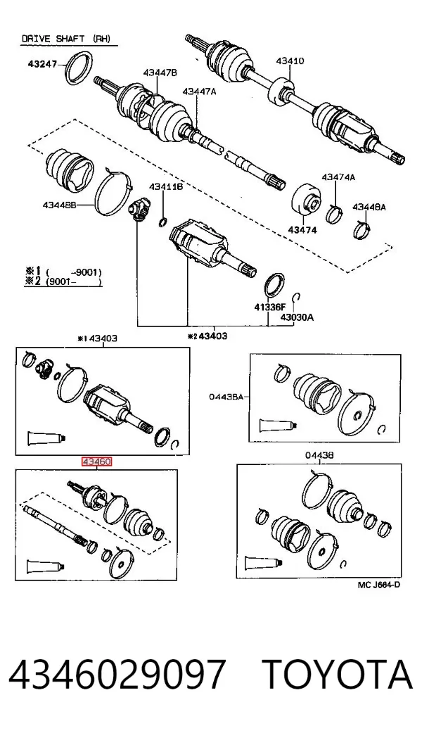 Піввісь задня 4346029097 Toyota