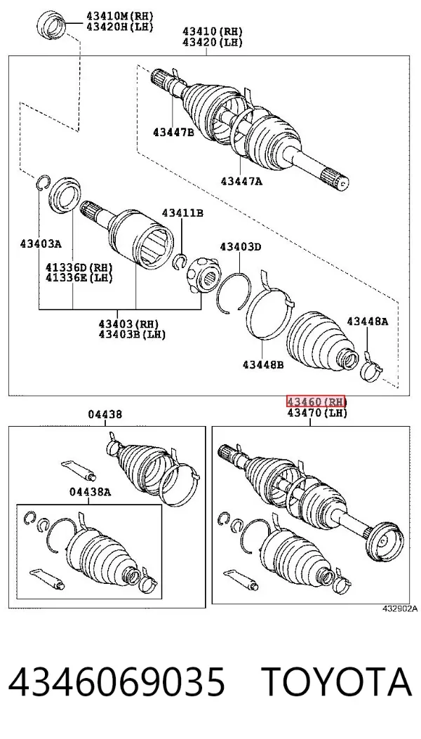 Піввісь (привід) передня 4346069035 Toyota