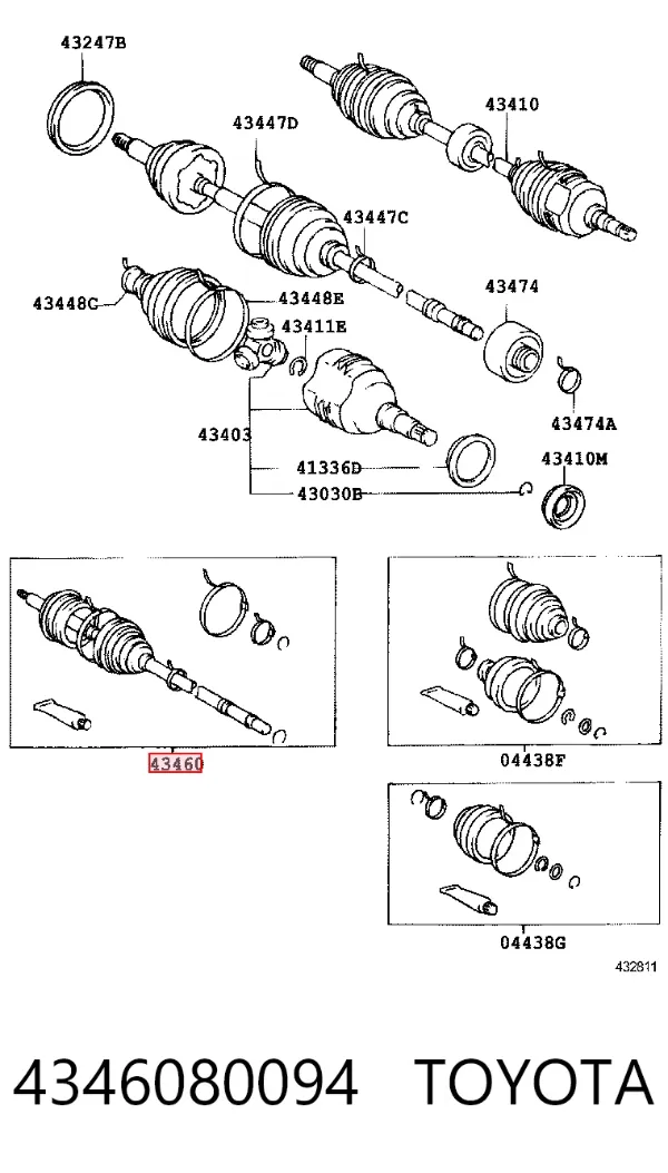 Піввісь задня 4346080094 Toyota