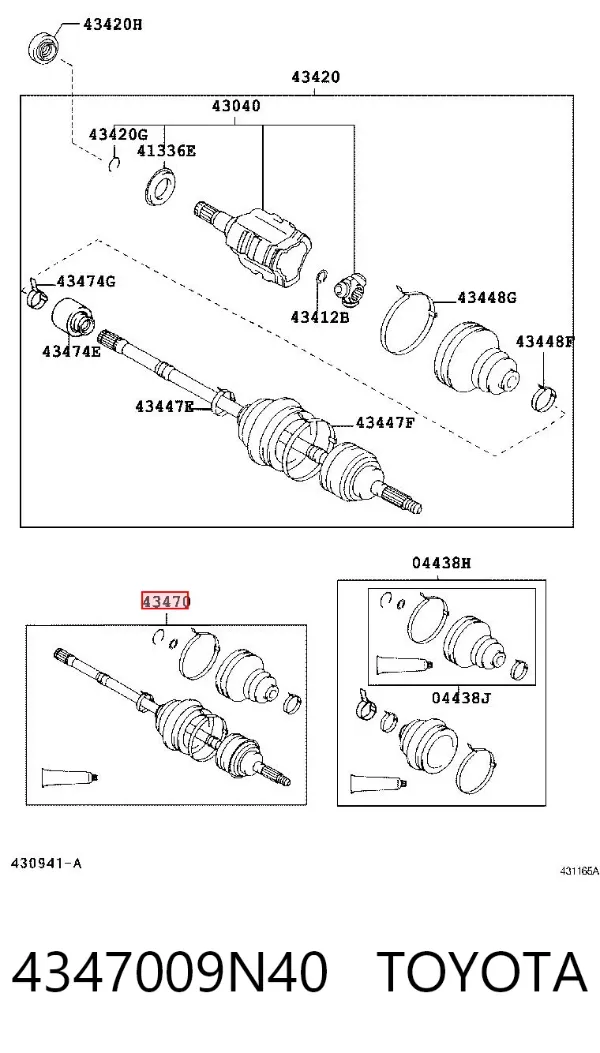Ліва піввісь 4347009N40 Toyota