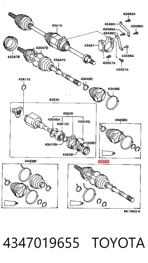 Піввісь права 4347019655 Toyota
