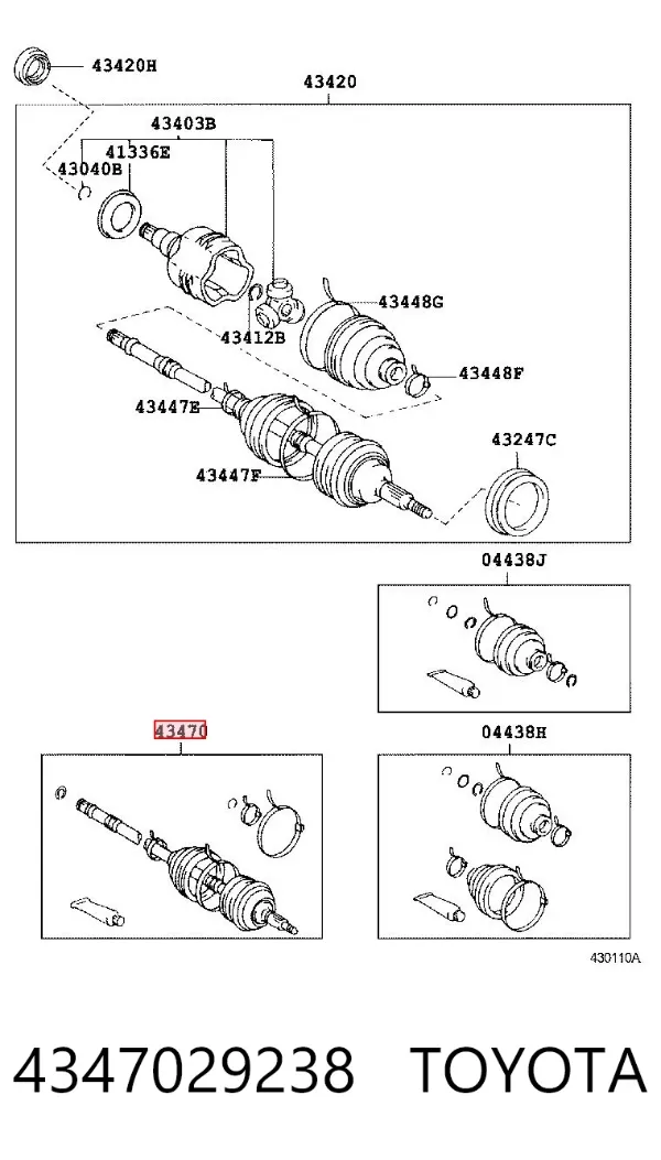 Піввісь права 4347029238 Toyota