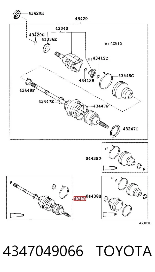 ШРКШ зовнішній передній, лівий 4347049066 Toyota