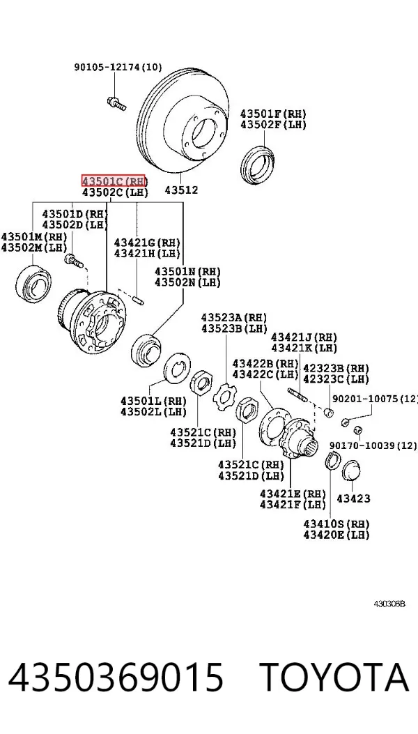 Передня маточина 4350369015 Toyota