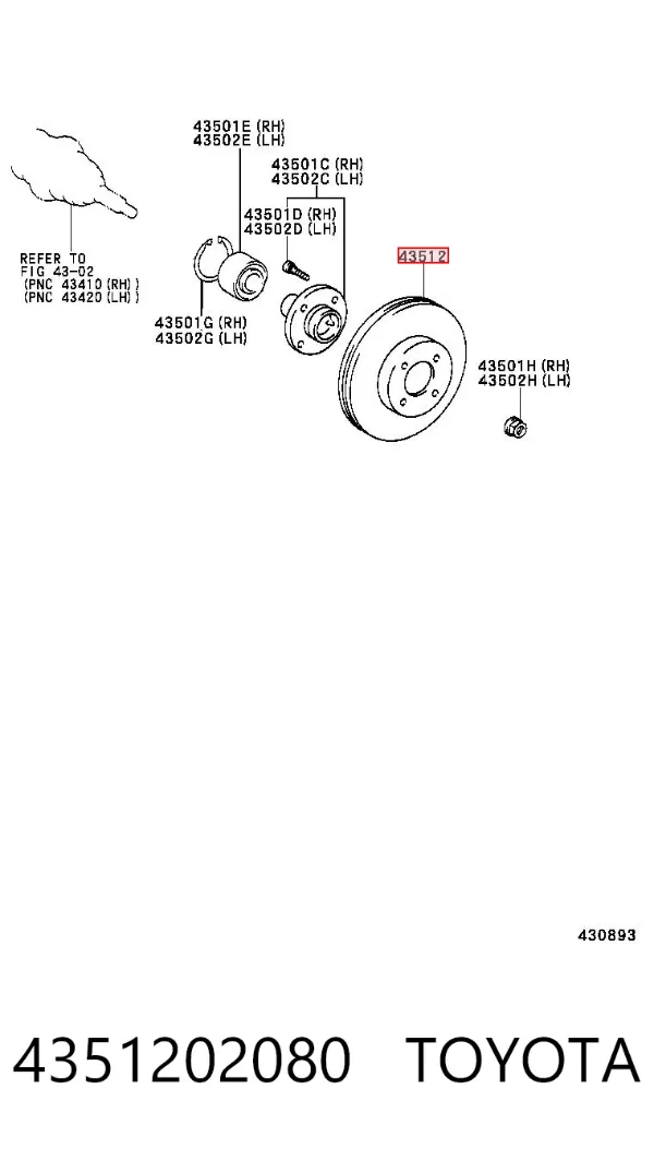 Гальмівні диски передні 4351202080 Toyota