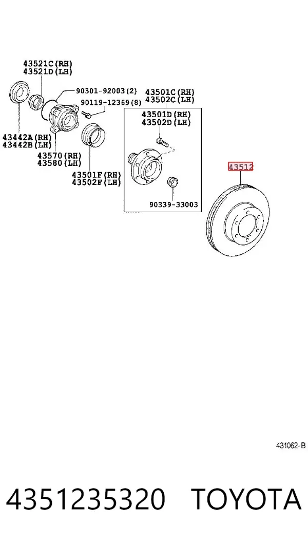 Гальмівні диски передні 4351235320 Toyota