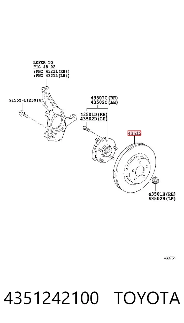 Гальмівні диски передні 4351242100 Toyota