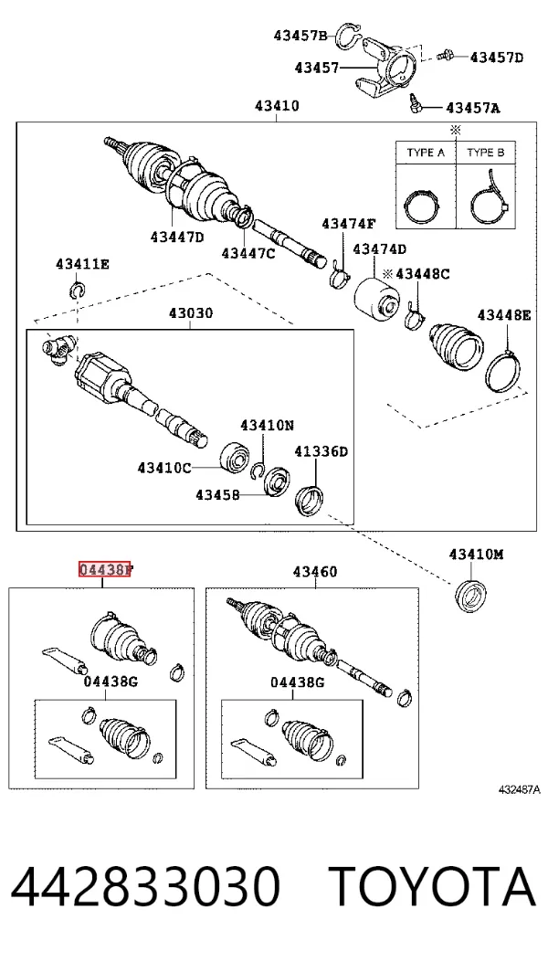Пильник ШРУСа зовнішній 442833030 Toyota
