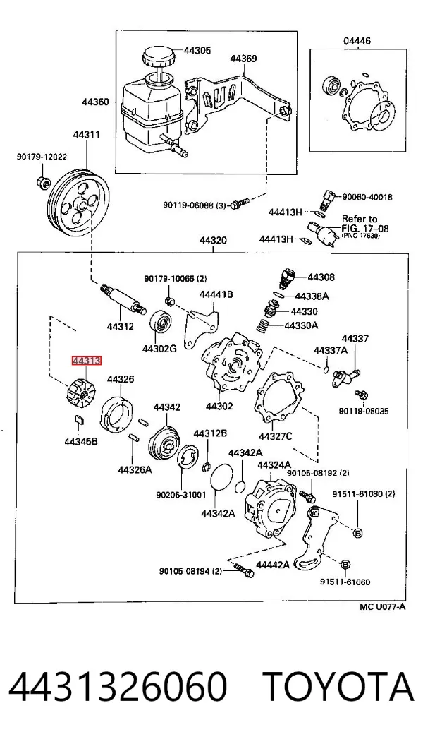 Ротор насосу гідропідсилювача керма (ГПК) 4431326060 Toyota