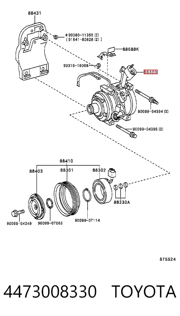 Компресор кондиціонера 4473008330 Toyota