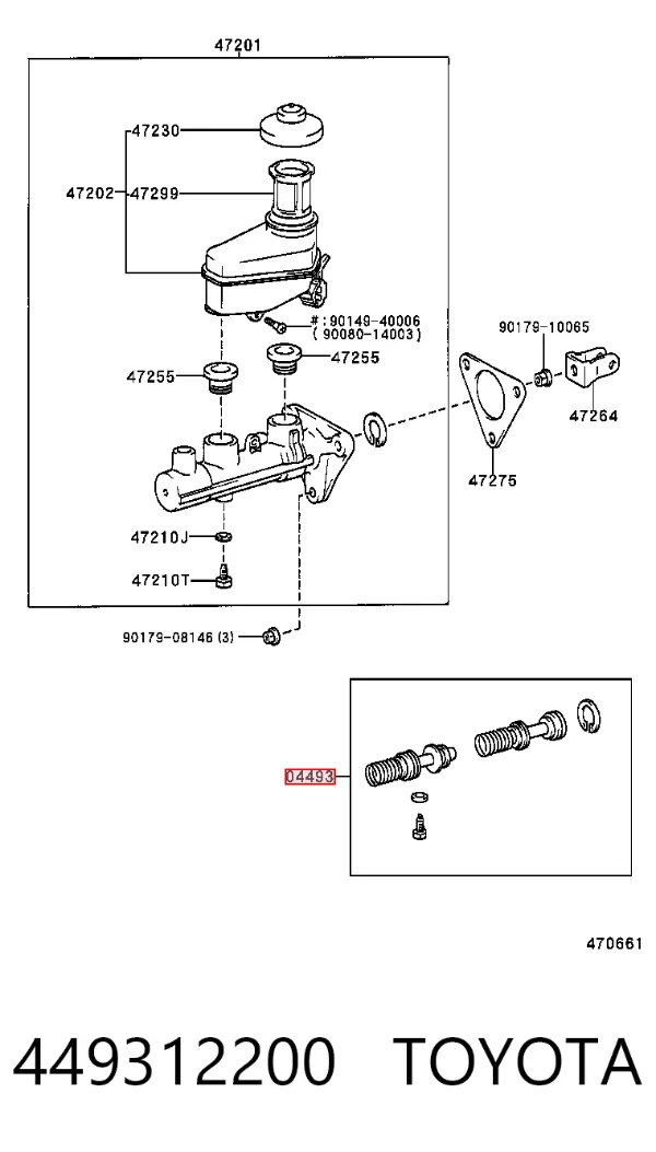 Ремкомплект гальмівного циліндру 449312200 Toyota