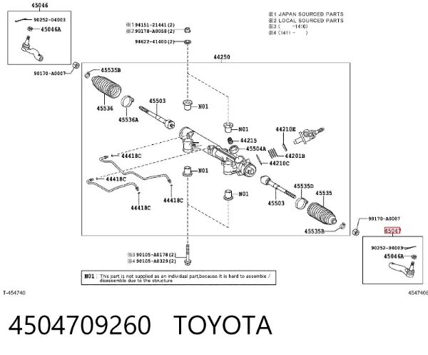 Рульовий наконечник 4504709260 Toyota