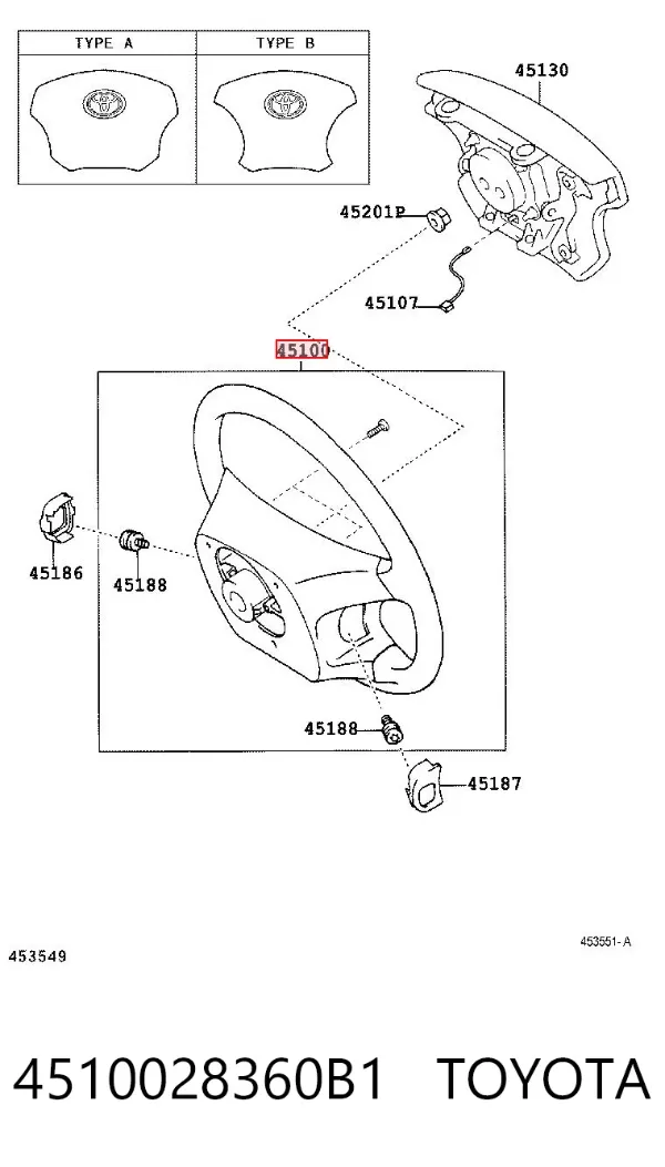 Кермо 4510028360B1 Toyota