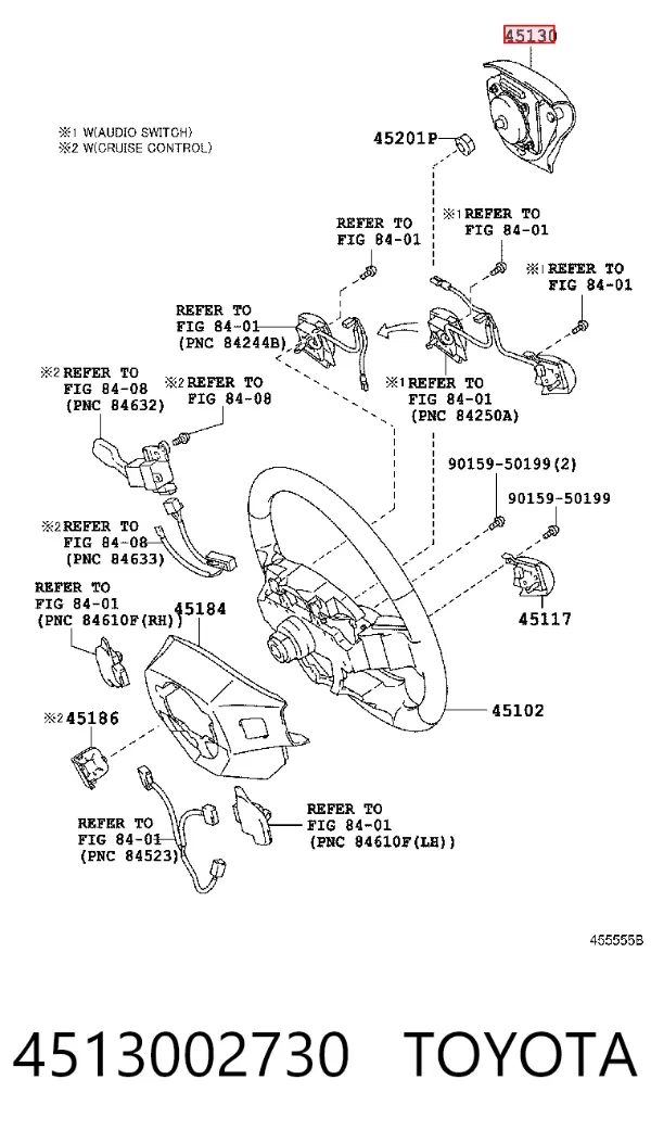 Подушка безпеки, водійська, AIRBAG 4513002730 Toyota