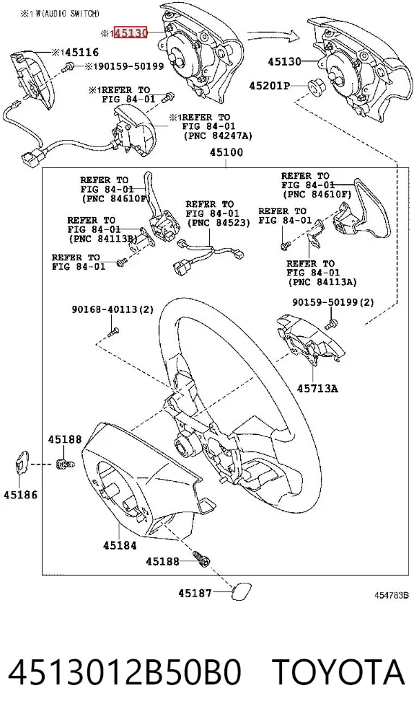 Подушка безпеки, водійська, AIRBAG 4513012B50B0 Toyota