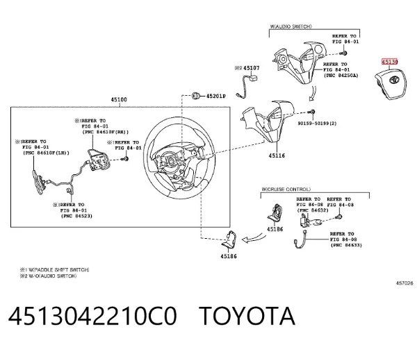 Подушка безпеки, водійська, AIRBAG 4513042210C0 Toyota