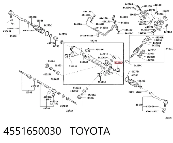 Сайлентблок кріплення рульової рейки 4551650030 Toyota