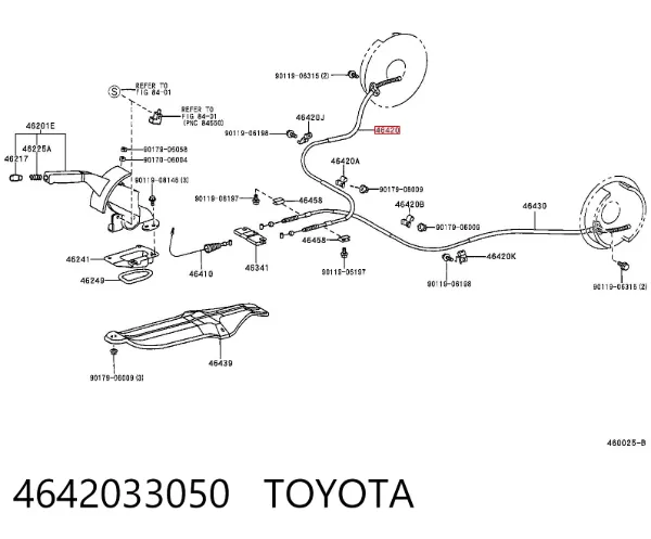 Трос ручного гальма задній, правий 4642033050 Toyota
