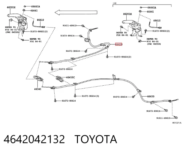 Трос ручного гальма задній, правий 4642042132 Toyota
