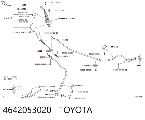 Трос ручного гальма задній, правий/лівий 4642053020 Toyota