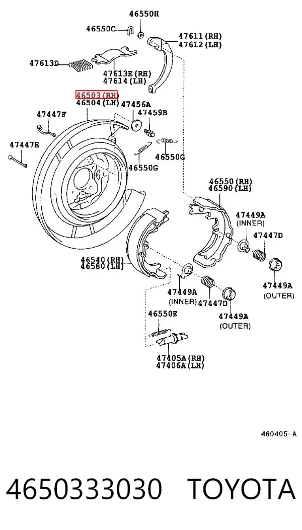 Диск опорний, заднього гальм. барабана, правий 4650333030 Toyota