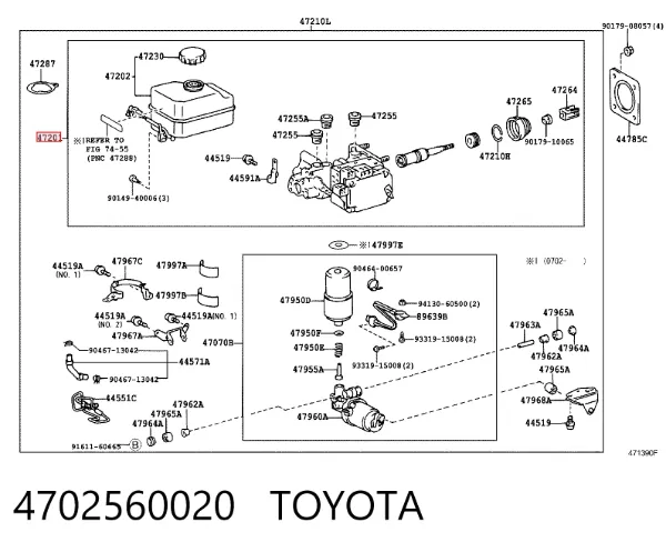 Головний гальмівний циліндр 4702560020 Toyota
