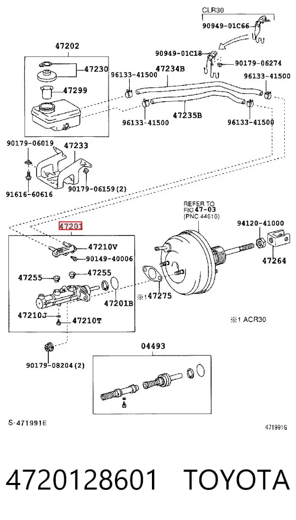 Головний гальмівний циліндр 4720128601 Toyota