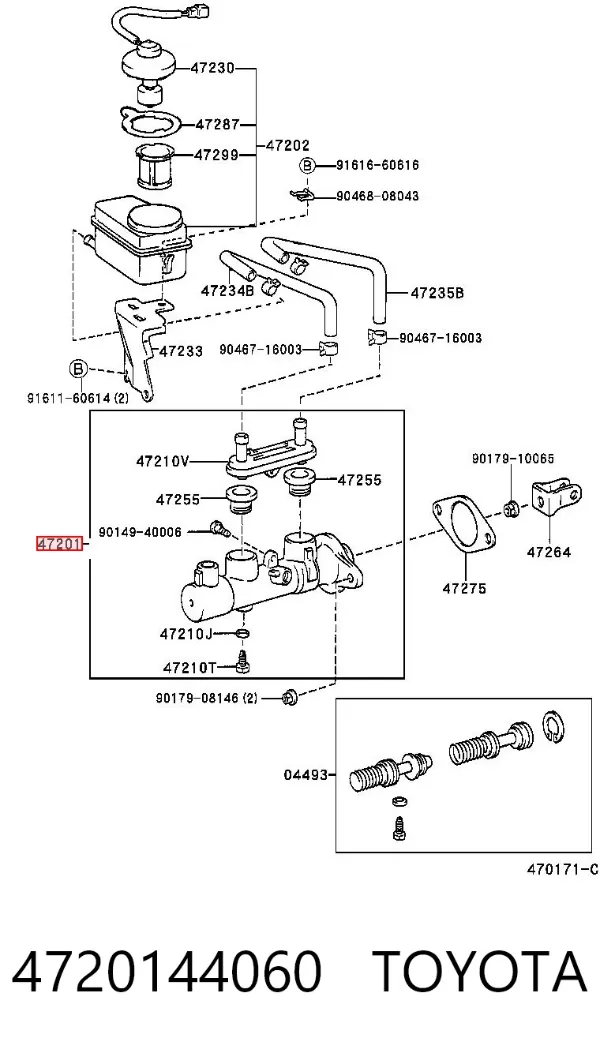 Головний гальмівний циліндр 4720144060 Toyota