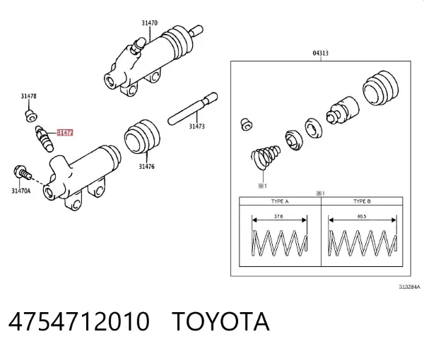 Штуцер прокачування супорту гальмівного, переднього 4754712010 Toyota