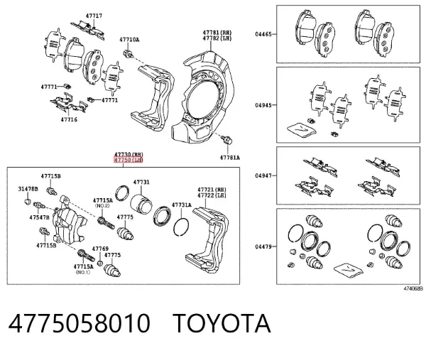 Супорт гальмівний передній лівий 4775058010 Toyota
