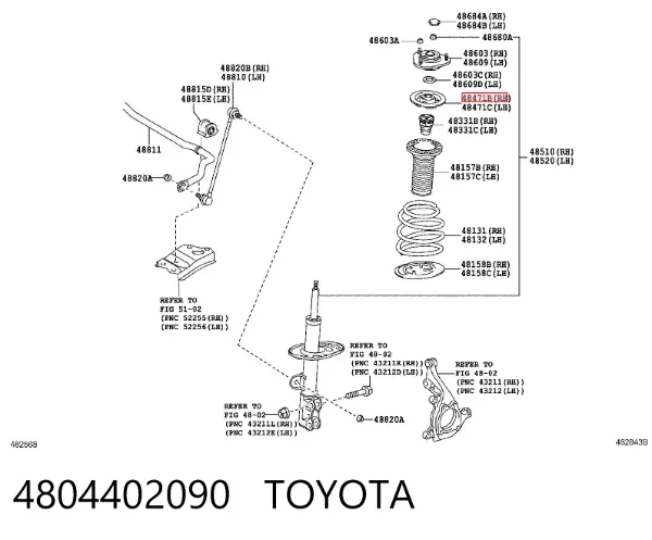 Відбійник передньої пружини 4804402090 Toyota
