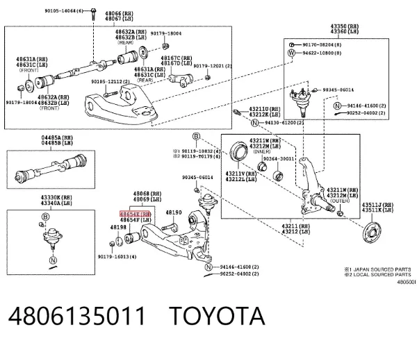 Сайлентблок переднього важеля 4806135011 Toyota