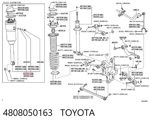 Амортизатор задній, правий 4808050163 Toyota