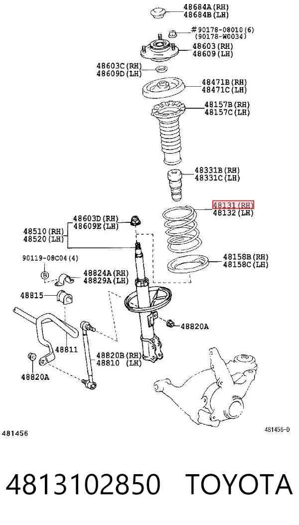 Пружина передня 4813102850 Toyota