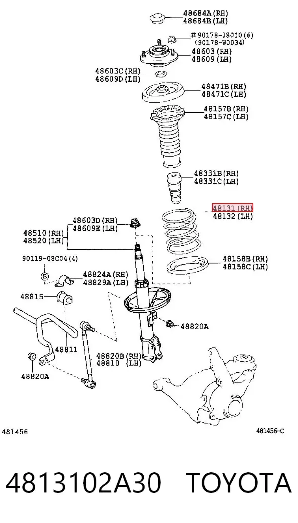 Пружина передня 4813102A30 Toyota