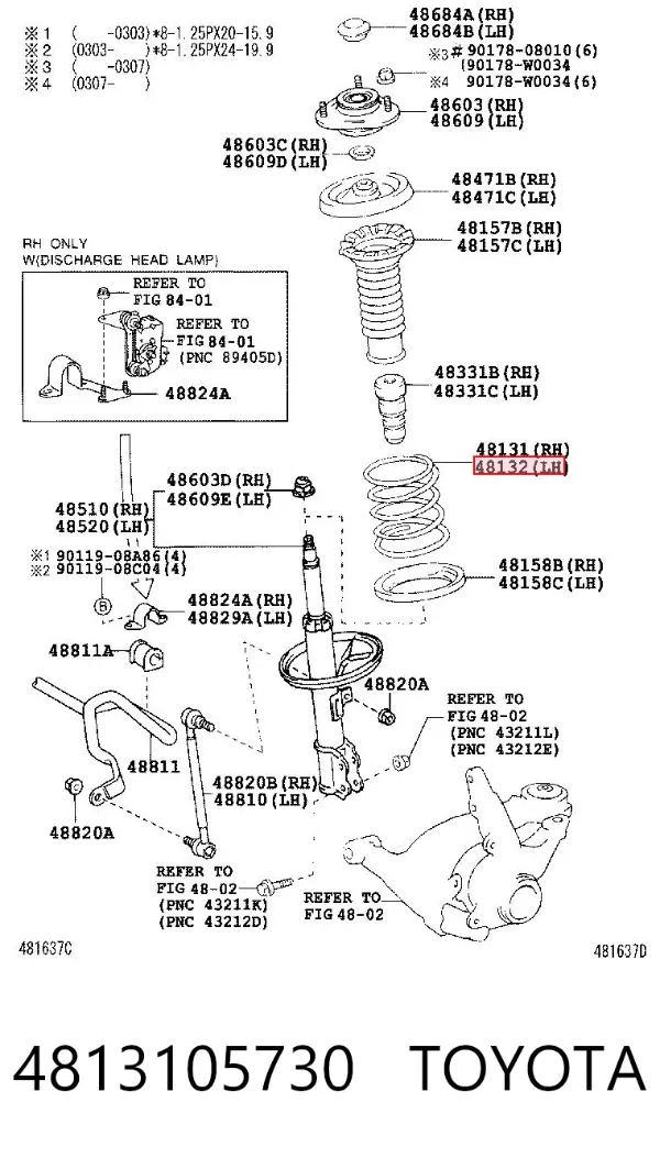 Пружина передня 4813105730 Toyota