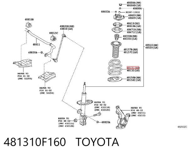 Пружина передня, ліва 481310F160 Toyota