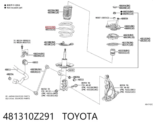 Пружина передня 481310Z291 Toyota